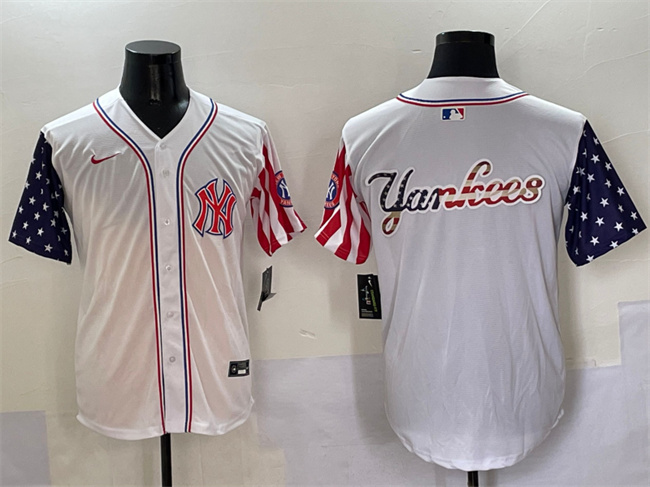 Men's White New York Yankees Team Big Logo American Style Limited Stitched Baseball Jersey 003